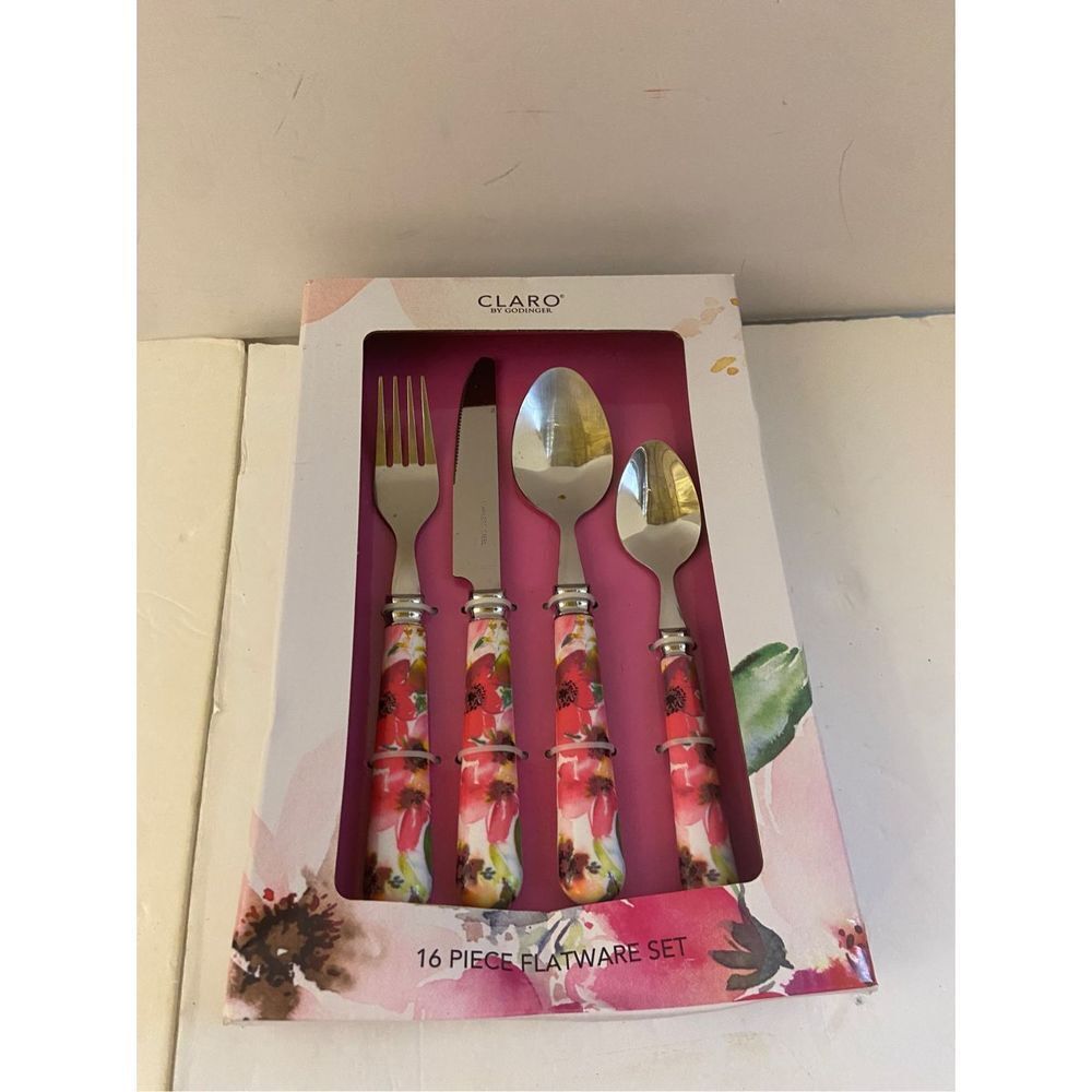 Clark Godinger #12410 stainless steel plastic pink flowers‎ new